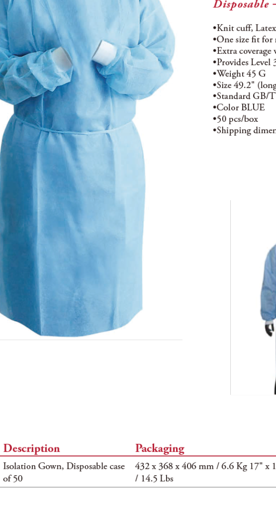 Isolation Gowns - Blue Level 3 (50 ct)